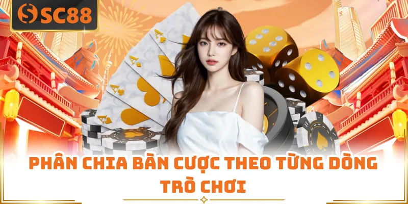 Phân chia bàn cược theo từng dòng trò chơi
